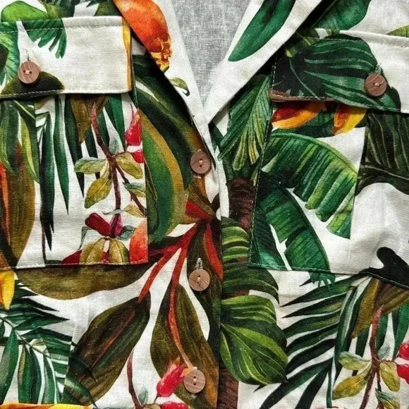 House of Harlow 1960 tropical bird and flower linen cargo dress XS NWOT - Picture 4 of 7